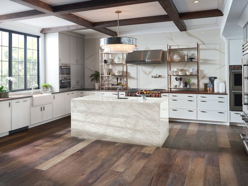 Kitchen with hardwood flooring from Triangle Flooring Center in Carrboro, North Carolina